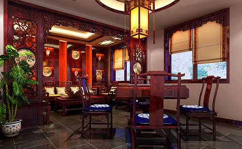 雅江古典中式风格茶楼包间设计装修效果图
